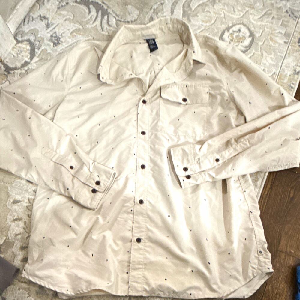 Mountain Hardwear Men's XL Regular White Black Polka Dot Long Sleeve Pockets